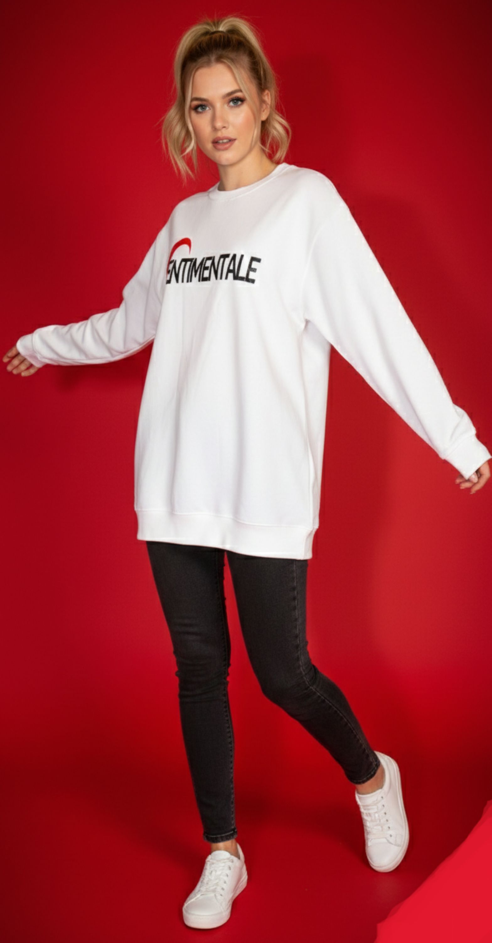 Pull à capuche over blanc