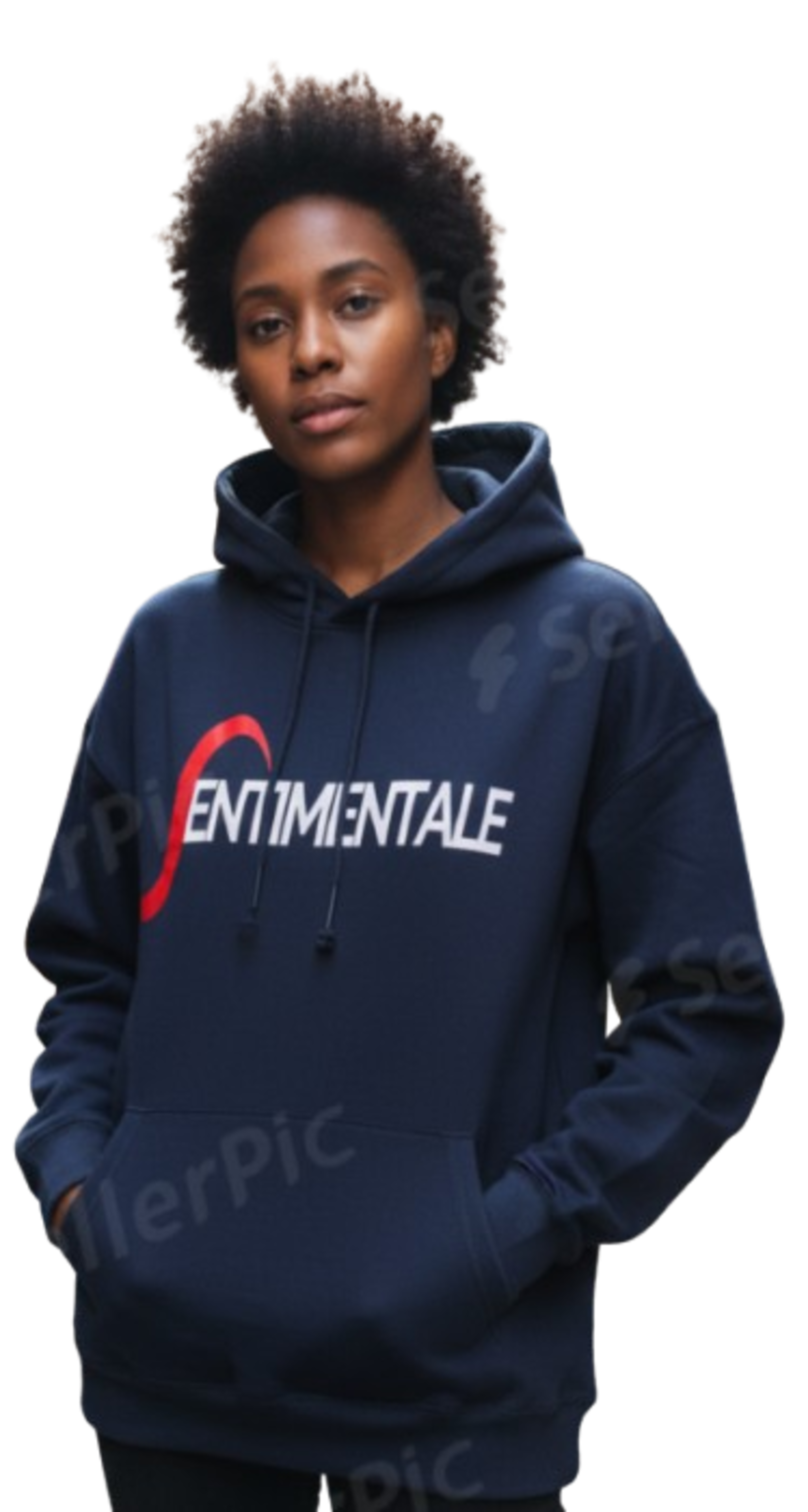 pull sentimtntale à capuche bleu nuit